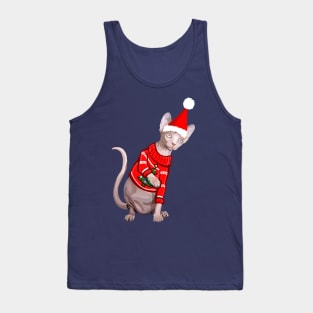 Cozy Christmas Sphynx Cat Tank Top